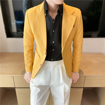 saferido  High Quality Korean Slim Fit Blazer Jackets Men Clothing Simple Two Buttons Business Formal Wear Casual Suit Coats 3XL-S