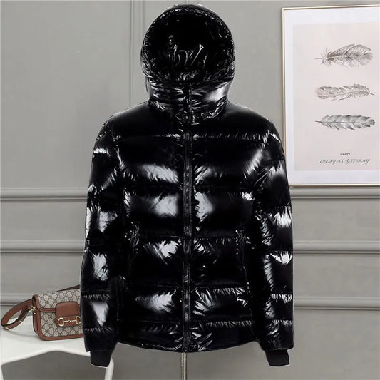 Fashion Black Parka Plus Size 5XL Men's Jacket Hooded Winter Jacket Coat Men Glossy Windproof Warm Outwear Streetwear