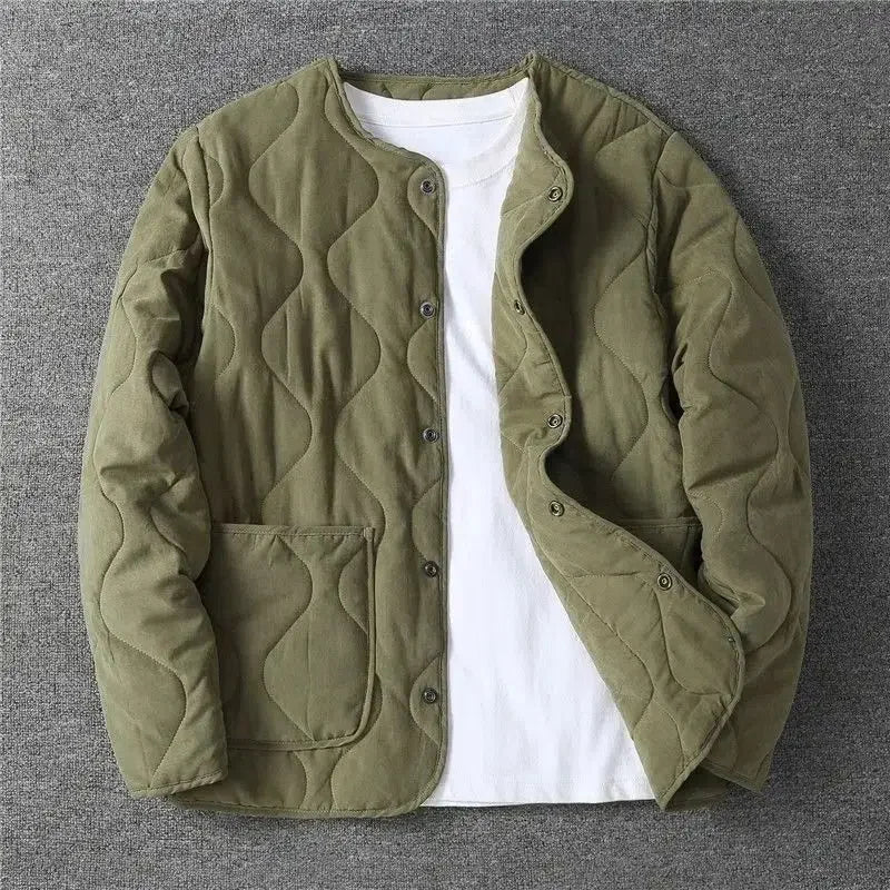 saferido Autumn Winter Jacket Men Army Green Retro Thickened O-neck Coat Mens Techwear Button Up Oversize Jackets Cardigan