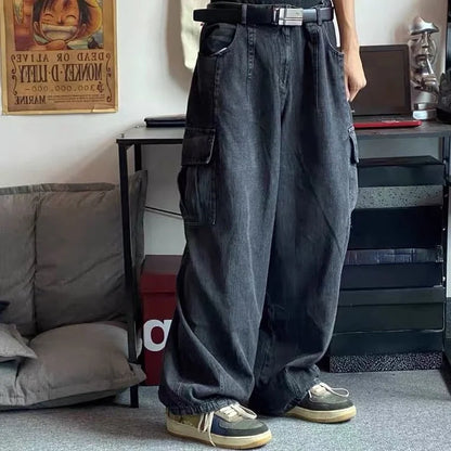 saferido Baggy Jeans Trousers Male Denim Pants Black Wide Leg Pants Men's Jeans Oversize Cargo Korean Streetwear Hip Hop Harajuku