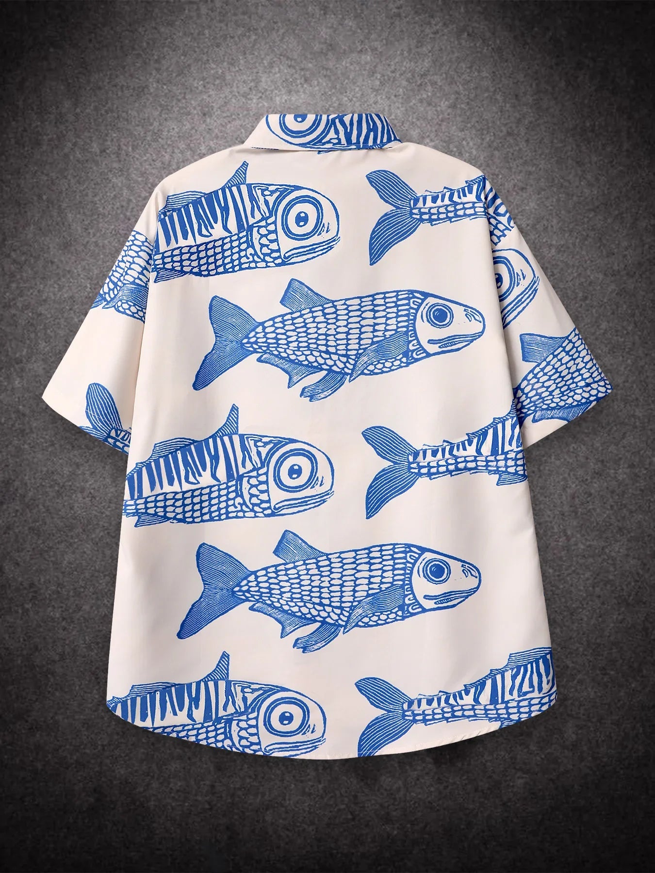 saferido Oversized Loose Men Shirt American Style Summer Fried Street Fashion Small Fish Print New Personalized Mens Casual Shirts