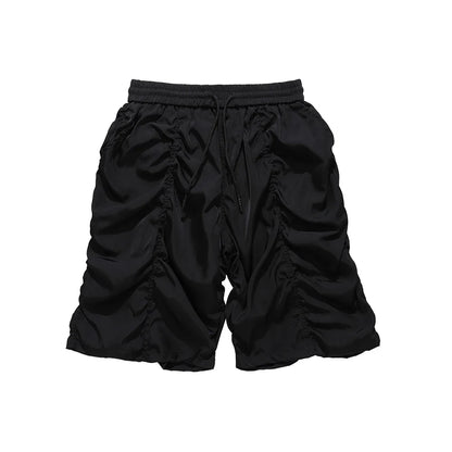 saferido Y2K Summer Thin Qucik Dry Drawstring Shorts Men's Ruched Streetwear Wide Leg Baggy Five Point Pants Oversized Pleated Short