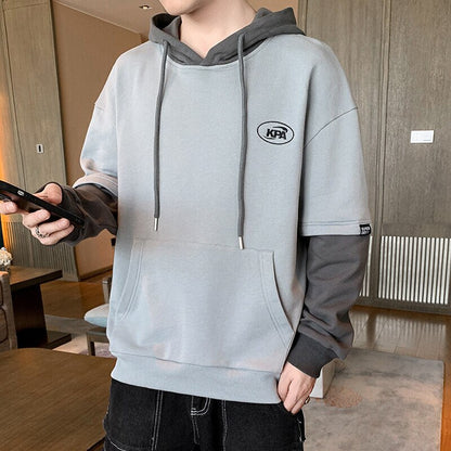 Hoodies For Men Fashion Clothing Hip Hop Streetwear Youth Clothes Patchwork Tops Men Pullover Sweatshirt Long Sleeve