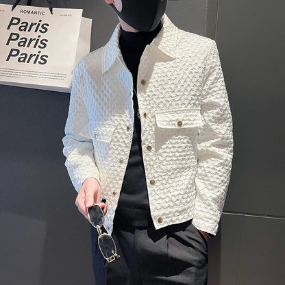 saferido Men's Spring High Quality Casual Jackets/Male Slim Fit White  Black Lapel Fashion Business Coat Plus Size S-3XL