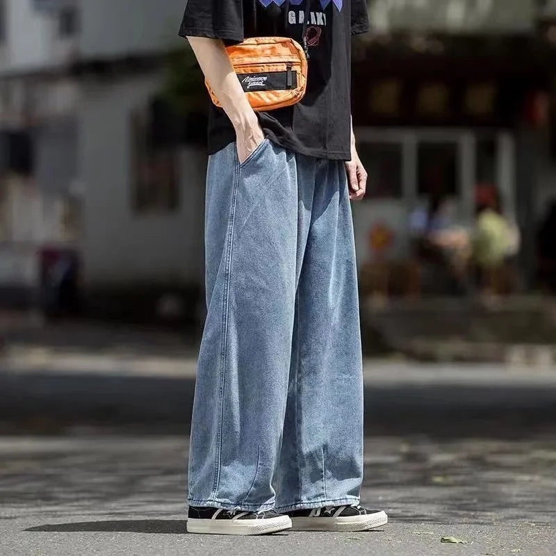 saferido Baggy Jeans Trousers Male Denim Pants Black Wide Leg Pants Men's Jeans Oversize Cargo Korean Streetwear Hip Hop Harajuku