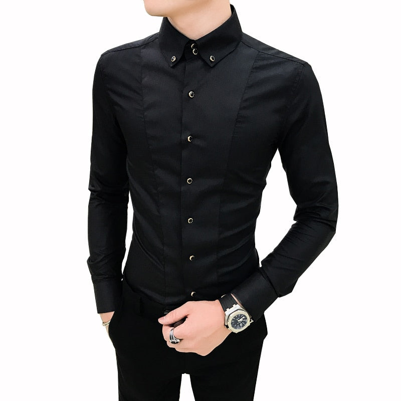 British Style Shirts for Men Fashion Men Clothing Summer Long Sleeve Men Casual Shirts Slim Fit Camisas 3XL-M