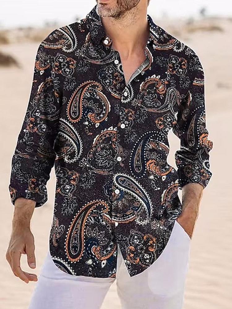 New Y2k Spring Luxury High Quality Men's Shirts Oversized Shirt Printed Long Sleeve Tops Men's Clothes Hawaiian Club Cardigan