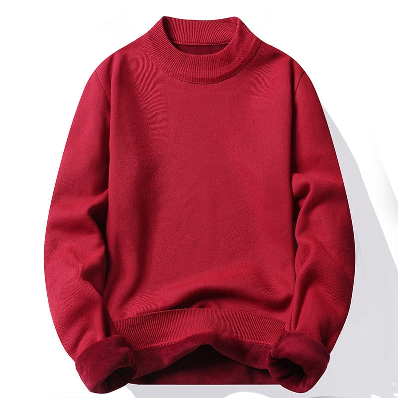 Fashion Men's Casual Slim Fit Basic Turtleneck Knitted Sweater High Collar Pullover Male Double Collar Autumn Winter Tops