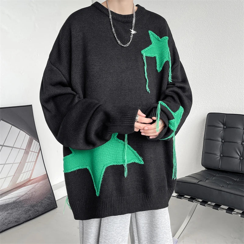 saferido Men's Winter Sweater Knitwear Pullover Knit Harajuku Printed Sweaters Male Clothes Luxury Clothing Korean Popular Clothes New