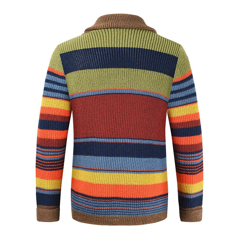 Spring Fashion Men's V-Neck Collar Cardigan Sweater Slim Fit Cable Knit Patchwork Merino Woolen Long Sleeve Casual Male