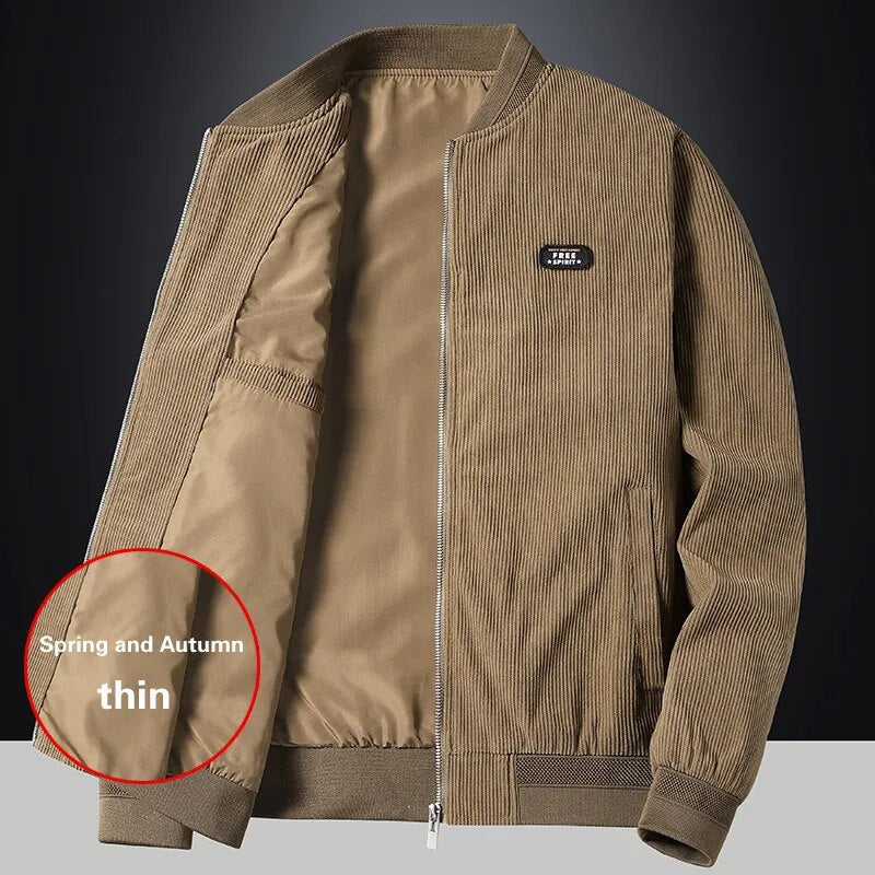 Large Size 7XL New Autumn Winter Stand Collar Slim Jacket Men Fashion Casual Warm Corduroy Outwear Men Thick Cotton Jacket Coat