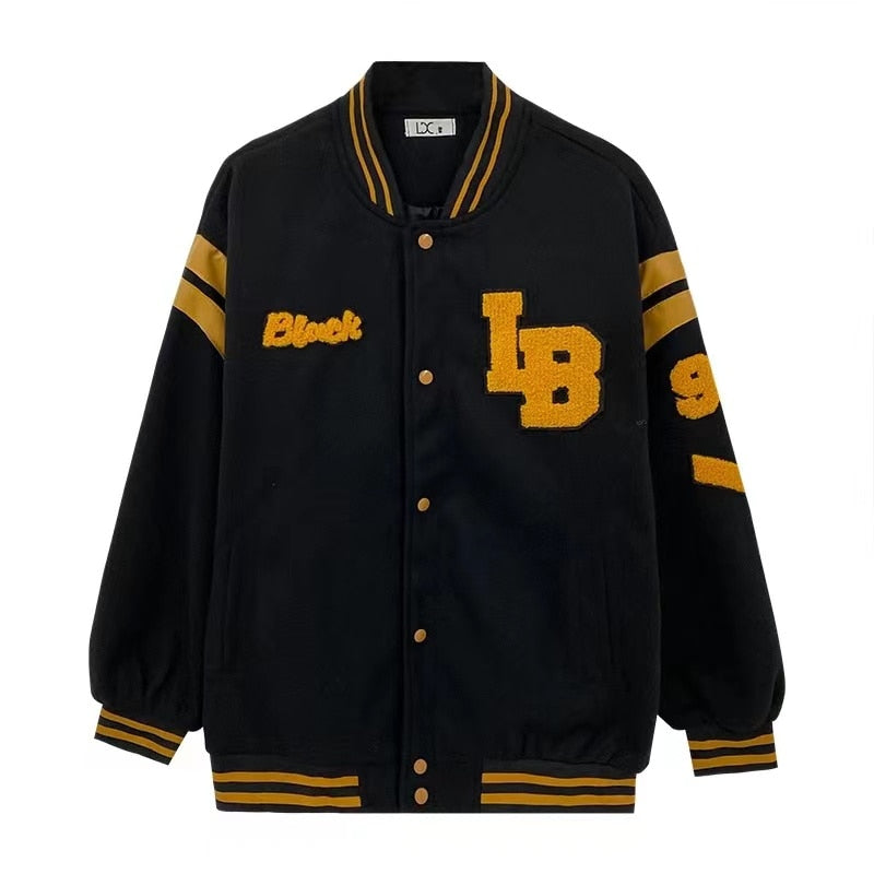 New American Retro Letter Embroidered Jackets Coat Men Y2K Street Hip Hop Trend Baseball Uniform Couple Casual Loose Jacket