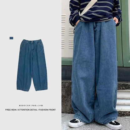 Streetwear  multi-pocket jeans cargo pantsLoose Plus Size Wide Leg Pants Japanese Harajuku Casual Denim Pants Men Clothing