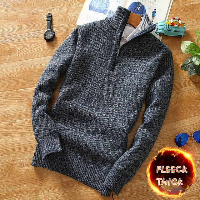 Autumn Winter Warm Cardigan Men Fleece Sweaters Jackets Mens Slim Fit Knitted Sweatercoat Thick Cardigan Sweater Coat Men