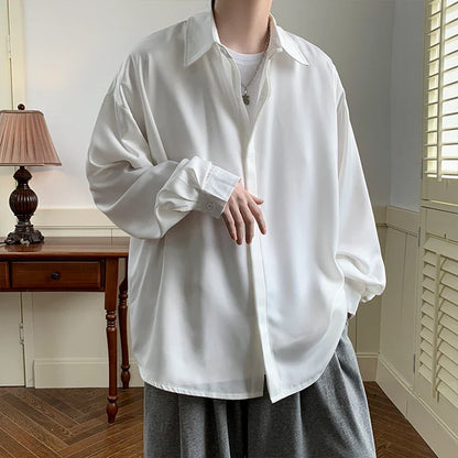 Spring Summer Men White Vintage Shirts Mens Harajuku Fashion Oversized Shirt Male Black Casual Streetwear Blouses 5XL