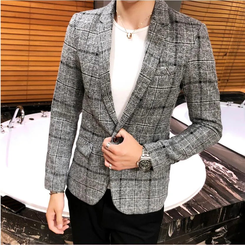 saferido Men's Blazer Fashion Spring Summer Clothing Male Suit Jacket Gradient Color Casual Slim Fit Fancy Party Singer Blazzer Coat