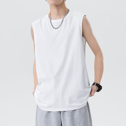 New Arrival Men's Sleeveless T Shirt Summer Fashion Solid O Neck Sleeveless T Shirt Men Cotton Casual Loose Street Top Tees 5XL