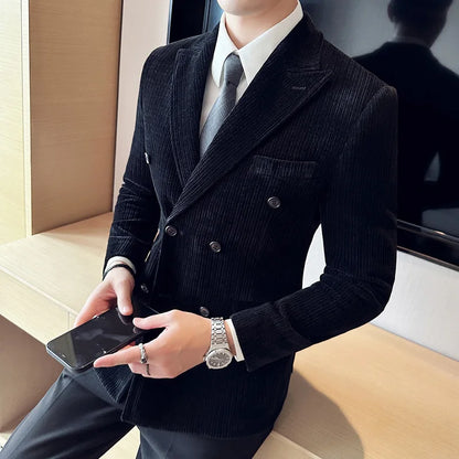 saferido Men's Corduroy Suit Jackets/Male Slim Fit Fashion High Quality Tuxedo/Man Spring Autumn Blazers Office Dress