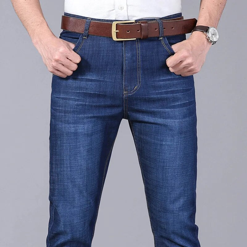 Oversize 42 44 Men Jeans Pants  New Casual Classic Blue Stretch Jeans Business Fashion Casual Denim Trousers Brand Pants