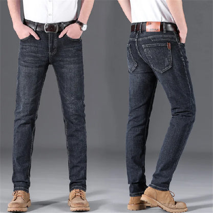 Stretch Men's Jeans Spring Summer New Fashion Casual Business Classic Male Clothing Blue Black Denim Trousers