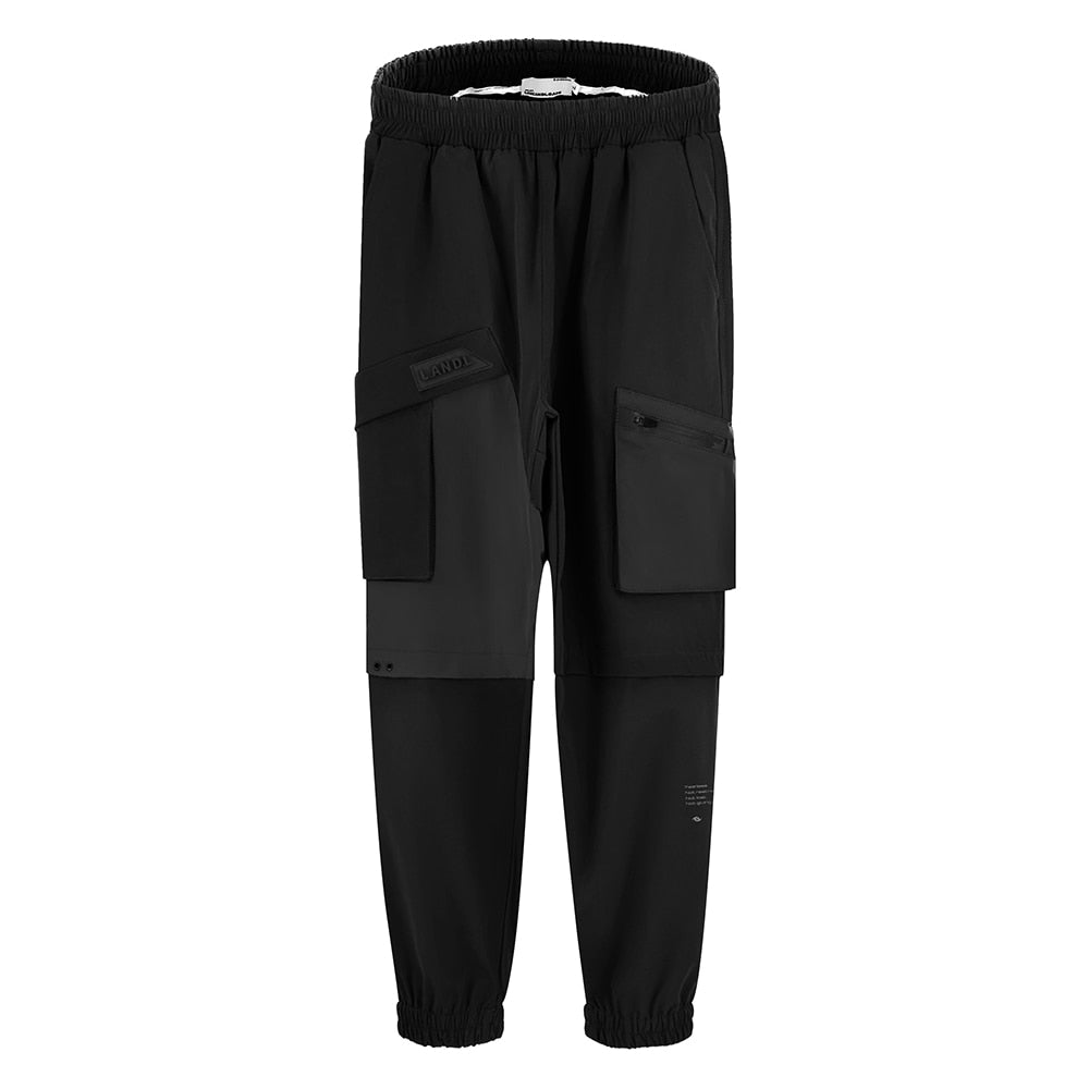 Color Match Joggers Multi-pockets Y2K Baggy Sweatpants for Men Elastic Waist Straight Cargo Pants Oversized Casual Trousers