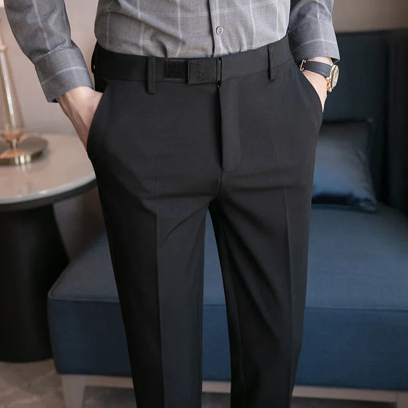 saferido Slim business suit pants men oversize loose straight pants solid color casual embroidery all-match classic trousers four seasons