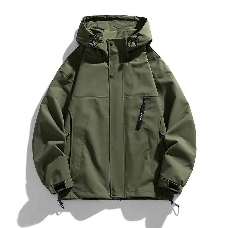 Spring Autumn Outdoor Hooded Jackets Men Windbreak Coat Fashion Casual Waterproof Jacket Man Solid Color Outerwear Plus Size 8XL