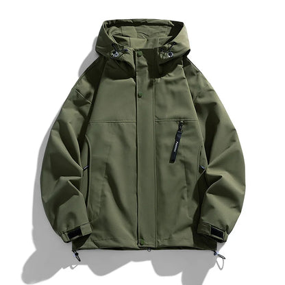 Spring Autumn Outdoor Hooded Jackets Men Windbreak Coat Fashion Casual Waterproof Jacket Man Solid Color Outerwear Plus Size 8XL