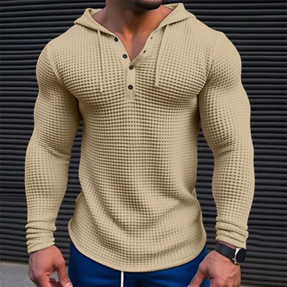 Spring Autumn Hooded T Shirt Men Long Sleeve Solid Color Slim Fit Sports Tops Fashion Breathable Casual Tees Mens V Neck Tshirt