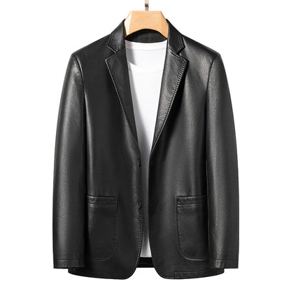 Natural Sheep Leather Casual Suit Men's Jacket Slim Spring and Autumn Thin Section Black Brown