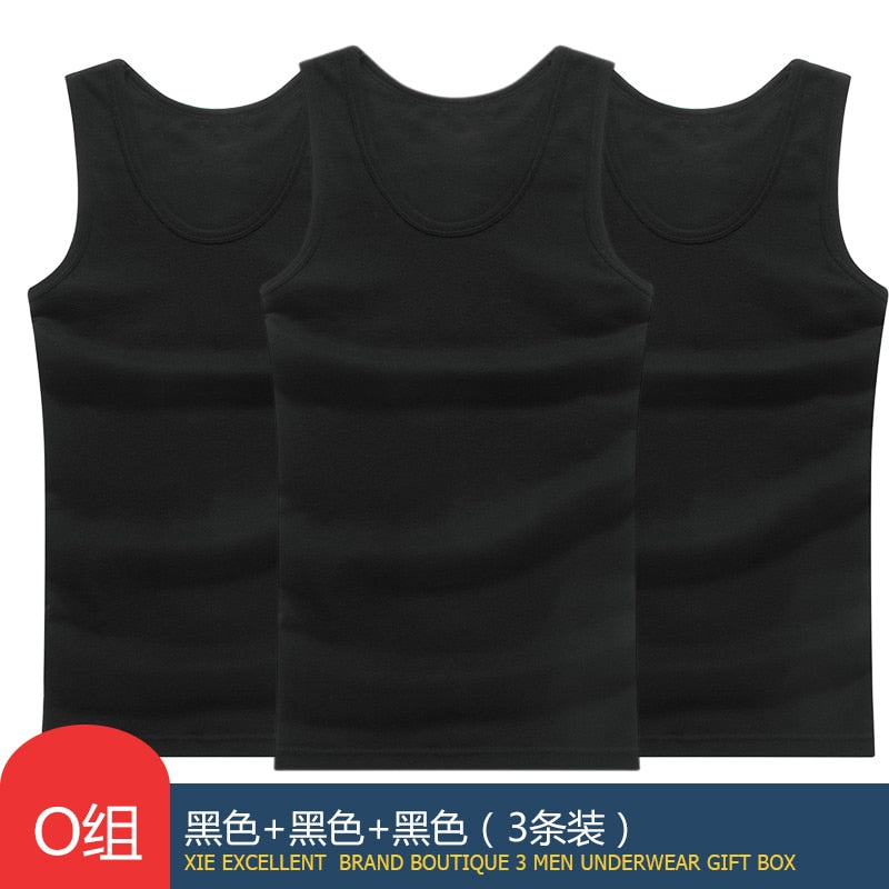 Hot Sale 3pcs / 100% Cotton Mens Sleeveless Tank Top Solid Muscle Vest Undershirts O-neck Gymclothing Tees Whorl Tops