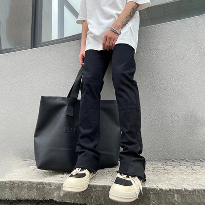 Flared Jeans Men Y2k Skinny Street Fashion Pantalones Streetwear Vaqueros Trousers Autumn Black Slim Summer Casual Denim Pants