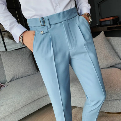 saferido  Brand Clothing Fashion Spring High Quality Slim Fit Business Suit Pants/Male White Black Leisure Dress Trousers 29-36