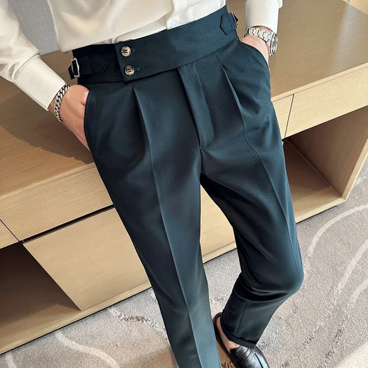 saferido  Spring Summer Men's Casual Pants Suit Pant Slim Fit Work Elastic Waist Jogging Trousers Male Black Grey Plus Size 29-36