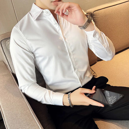 saferido  Brand Clothing Men's Spring High Quality Long Sleeve Shirts/Male Slim Fit Business Office Dress Shirt Camisas Masculinas