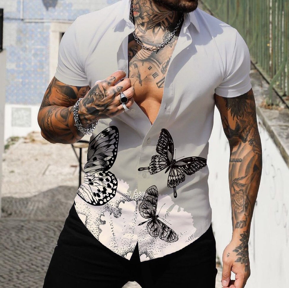 Summer Men's Short Sleeve Shirts 3D Printed Fashion Shirts Hawaiian Casual Shirts Oversized S-5XL