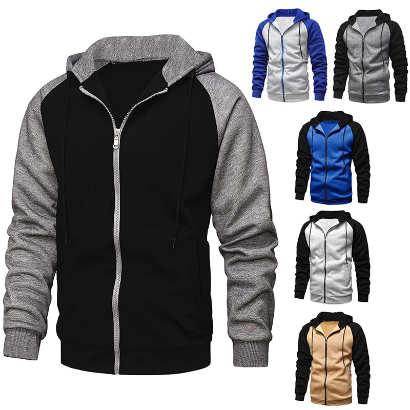 New Men's Long Sleeve Hooded Jackets Casual Hip Hop Sweatshirts Male Tracksuit Fashion Keep Warm Hoodie Clothing Outerwear Tops