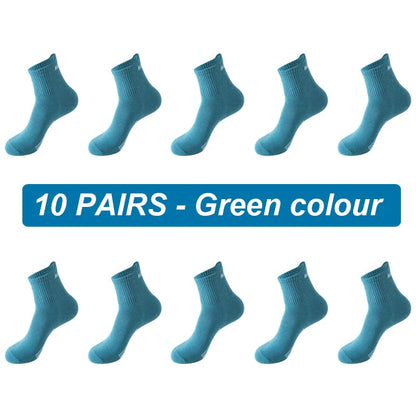 saferido 10Pairs Men Socks Organic Cotton Breathable Sports Socks  Black Casual Athletic New Spring Summer for Male Plus Size EUR38-45