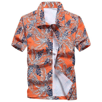 Summer Breathable Hawaiian Shirts Men Coconut Tree Printed Short Sleeve Button Down Vacation Chemise Homme Plus Size 3XL 4XL 5XL