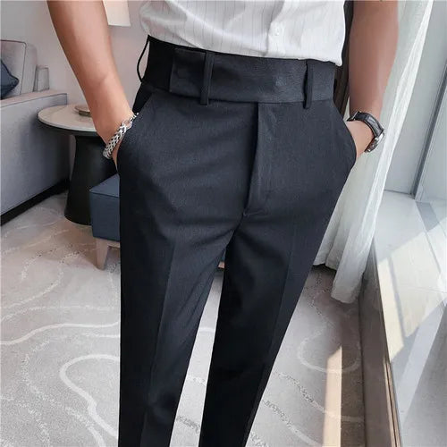 saferido Spring Men Pants Korean Slim Fit Men Casual Ankle Length Pants Streetwear Men High Quality Black Blue Dress Suit Trousers