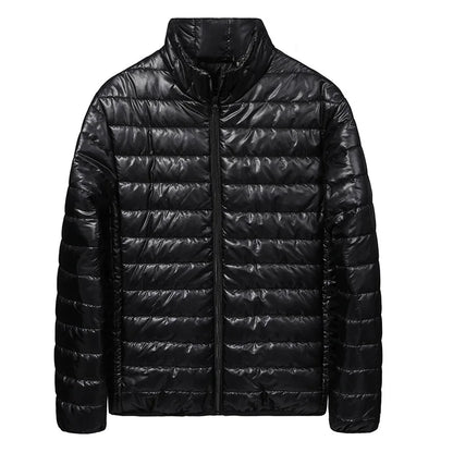 Men's Down Jacket Soft Lightweight Autumn Winter Solid Slim Padded Turtleneck  Coat Male Casual Warm Long Sleeve Zipper Jackets