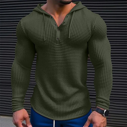 Spring Autumn Hooded T Shirt Men Long Sleeve Solid Color Slim Fit Sports Tops Fashion Breathable Casual Tees Mens V Neck Tshirt