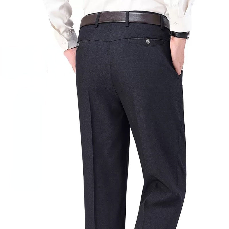 High Waist Men's Suit Pants High Quality Summer Straight Business Autumn Dress Formal Pants Big Size Classic Trousers YYQWSJ