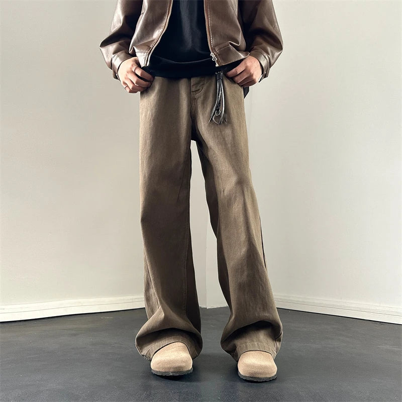 saferido Brown Baggy Jeans Men Casual Oversized Vintage Jeans Men Streetwear Hip-hop Loose Wide Leg Jeans Mens Retro Denim Trousers S-3XL