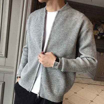 Men Spring Autumn Warm Cardigan Men Zipper Sweaters Jackets Mens Slim Fit Knitted Sweatercoat Thick Cardigan Sweater Coat