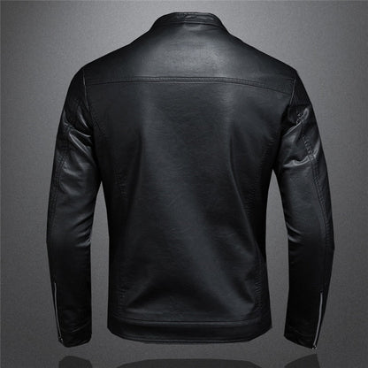 Large Size Autumn Fashion Trend Coat New Slim Stand Collar Motorcycle Leather Jacket Men's PU Handsome Top 5XL