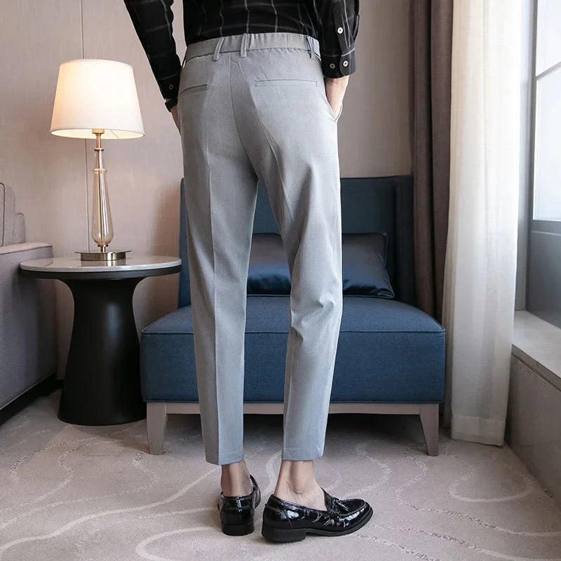 saferido Slim business suit pants men oversize loose straight pants solid color casual embroidery all-match classic trousers four seasons