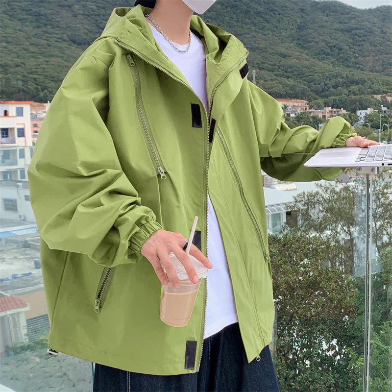 saferido Hooded Jackets Loose Fitting Men's Clothing  Korean Style Clothes Outerwear Man Hoodie Spring Popular Coats Models 2024