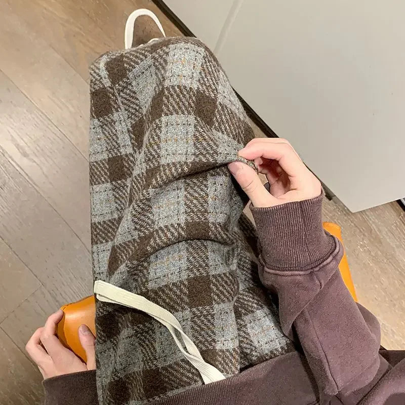 Green Plaid Pants Men Harajuku Winter Wide Leg Checked Trousers Male Oversize Big Size Casual Sweatpants Streetwear 8XL