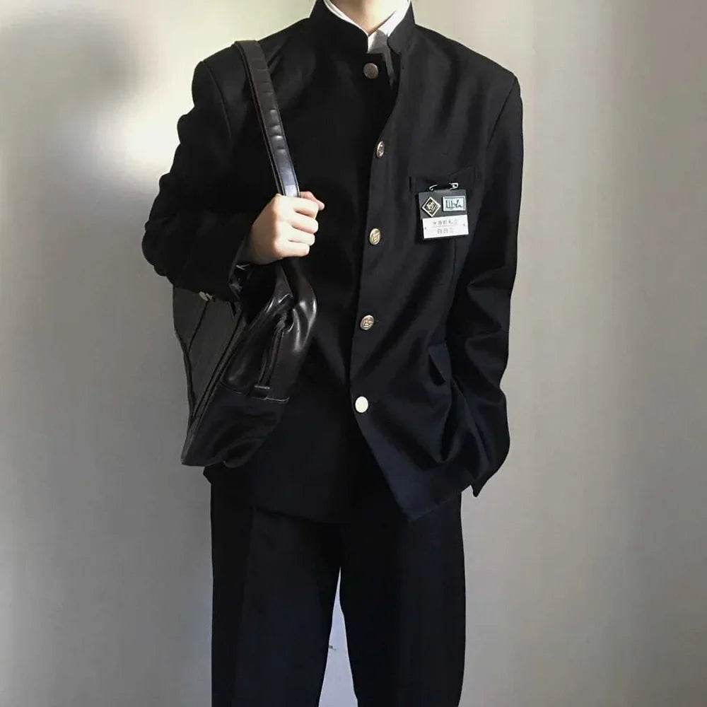 Japanese College Uniform Jacket Stand-up Collar Suit Jacket Top Men's Spring Summer College Wind Trend Men Coat School Uniform